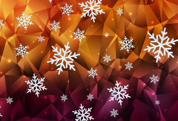 Textura Vectorial Naranja Oscura Con Copos Nieve Colores Estrellas Ilustración — Archivo Imágenes Vectoriales