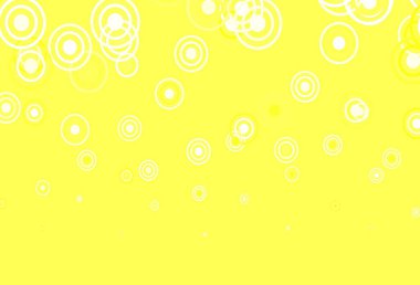 Çember şekilli açık sarı vektör düzeni. Bulanık dekoratif tasarım baloncuklu soyut tarzda. Fütürist reklamlar ve kitapçıklar için şablon.