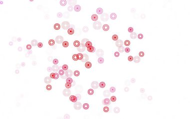 Açık Pembe, daireli kırmızı vektör şablonu. Soyut arka planda bulanık kabarcıklar ve renkli gradyan. Fütürist reklamlar ve kitapçıklar için şablon.