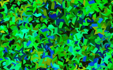 Koyu mavi, küçük ve büyük yıldızlı sarı vektör arkaplan. Yıldızlı parlak renkli illüstrasyon. İş ilanınız için akıllı tasarım.