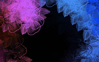 Koyu renkli vektör, çiçeklerle doğal sanat çalışması. Karalama tarzında çiçekli soyut illüstrasyon. Web siteniz için Doodle tasarımı.