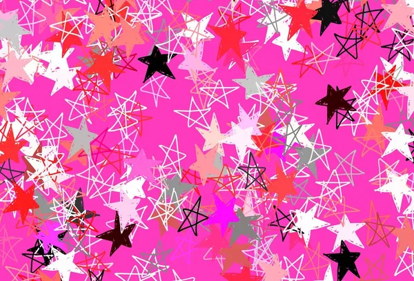 Layout Vetorial Rosa Claro Com Estrelas Brilhantes Ilustração Brilhante Decorativa — Vetor de Stock