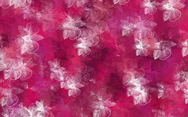 Açık pembe vektör çiçekli doğal fon. Karalama tarzında çiçekli renkli bir çizim. Cep telefonlarının geçmişleri için şablon.