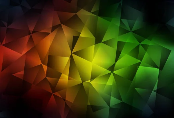 深绿色 红色矢量三角形马赛克背景 用三角形显示五彩缤纷的图画 全新设计的单张 — 图库矢量图片