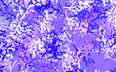 Açık Pembe, mavi vektör doğal arka plan yapraklı, dallı. Yapraklar ve dallarla bulanık şekilli yaratıcı illüstrasyon. Web ve broşürler için elle boyanmış tasarım.