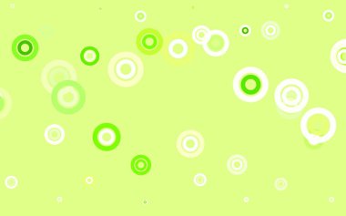 Açık yeşil, daire şekilli sarı vektör düzeni. Doğa tarzında bulanık halkaları olan güzel renkli çizimler. Güzel web siteleri için desen.