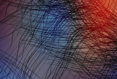 Açık mavi, kıvrımlı çizgileri olan kırmızı vektör arkaplan. Yaratıcı illüstrasyon, yarım tonlu ve eğimli. Fikirlerin için bir örnek..