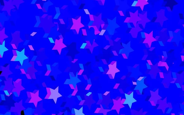 Dark Pink Blue Vector Backdrop Small Big Stars Stars Blurred — Stock Vector