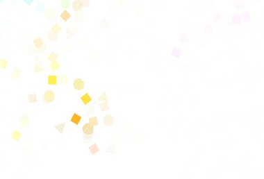 Çok renkli ışık vektör dokusu, çemberli poli stili, küplü. Soyut tarzda dekoratif tasarım, çizgiler, noktalar, küplerle. Reklamlarınız için akıllı tasarım.