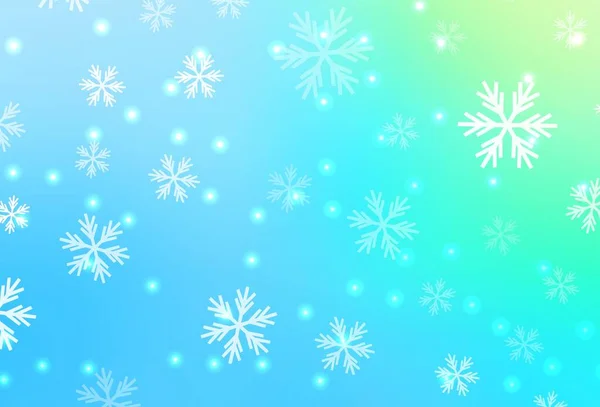 Bleu Clair Fond Vectoriel Vert Avec Flocons Neige Noël Étoiles — Image vectorielle