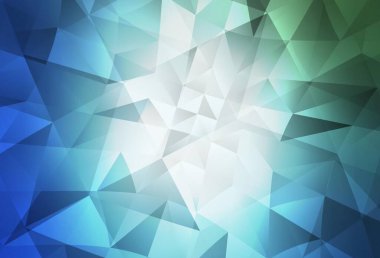 Açık mavi, yeşil vektör çokgen çizimi. Origami stilinde gradyan ile yaratıcı geometrik illüstrasyon. Arkaplanlarınız için desenli desen.