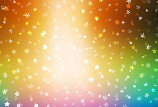 Motif Vectoriel Multicolore Clair Avec Flocons Neige Noël Étoiles Illustration — Image vectorielle
