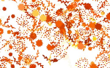 Açık Turuncu vektör, çiçekli, güllü doğal arka plan. Beyaz arka planda çiçeklerin dekoratif tasarımı. Duvar kağıdı tasarımınız için yeni bir doku.