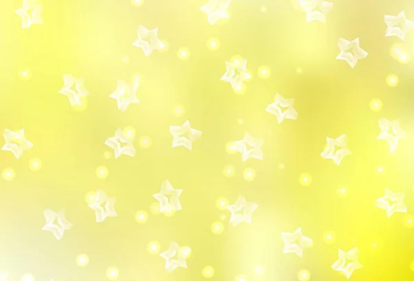 Hellgelber Vektorhintergrund Mit Kleinen Und Großen Sternen Dekorative Leuchtende Illustration — Stockvektor
