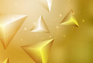 Koyu sarı vektör eğimli üçgen şablon. Soyut ve üçgenli renkli çizimler. Bir markanın arkaplanı için desen.