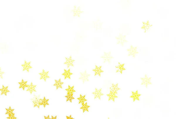 Verde Claro Textura Vectorial Amarilla Con Copos Nieve Colores Estrellas — Archivo Imágenes Vectoriales