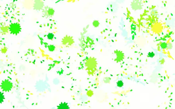 Hellgrüner Gelber Vektor Abstrakter Hintergrund Mit Blumen Illustration Mit Bunten — Stockvektor