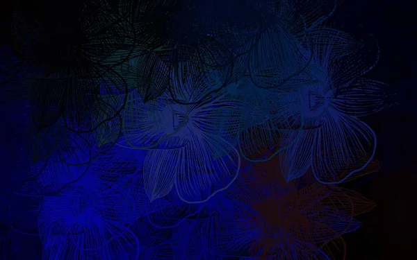 Azul Oscuro Fondo Abstracto Vector Rojo Con Flores Ilustración Colorida — Archivo Imágenes Vectoriales