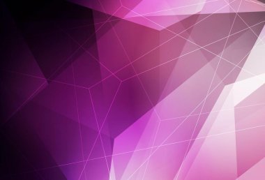 Koyu mor, kristalli pembe vektör şablonu, üçgenler. Renkli üçgenli modern soyut illüstrasyon. İniş sayfası için modern şablon.