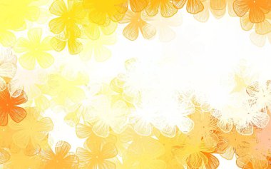 Çiçekli Light Orange vektör soyut tasarımı Origami tarzında çiçeklerin Doodle çizimi. Web siteleri ve pankartlar için desenli desen.