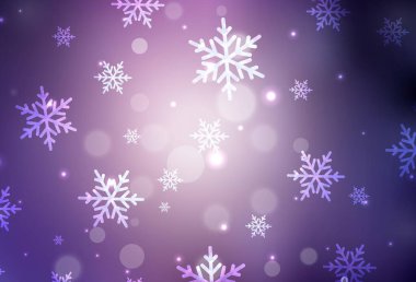 Koyu mor, yeni yıl tarzında pembe vektör düzeni. Renkli Noel şeyleri ile soyut gradyan çizimi. Bir üniversite posteri için en iyi tasarım, afiş.