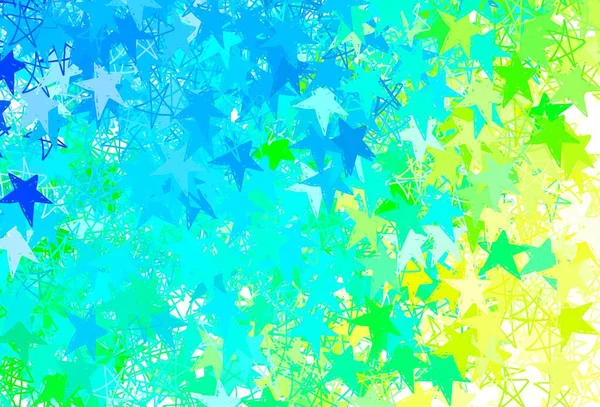 浅蓝色 绿色矢量背景 有色恒星 闪烁着彩色星光的抽象图解 占星术网站的模式 — 图库矢量图片