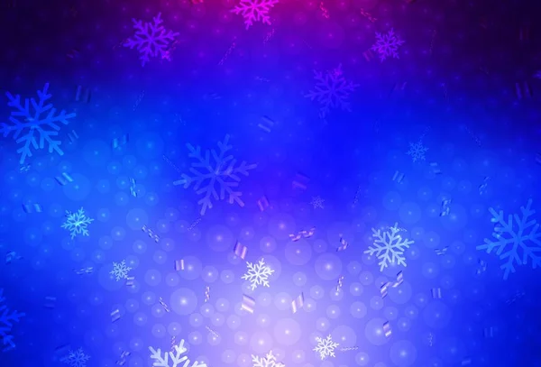 Dark Pink Blue Vektorová Textura Narozeninovém Stylu Ilustrace Barevnými Sněhovými — Stockový vektor