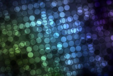 Koyu mavi, diskli yeşil vektör dokusu. Parlak renkli soyut çemberlerin olduğu bir resim. Güzel web siteleri için desen.