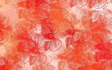 Açık kırmızı, çiçekli sarı vektör soyut deseni. Çiçeklerle karalama tarzında renkli çizimler. Cep telefonlarının geçmişleri için şablon.