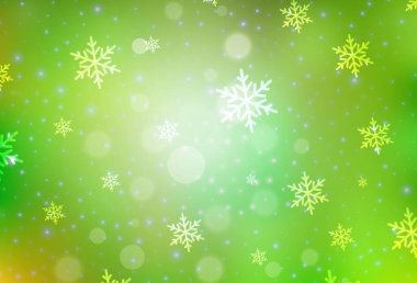 Açık yeşil, Noel tarzında sarı vektör deseni. Noel tarzında renkli bir tasarım ve eğilim. Kitapçıklar, eğitim broşürleri.