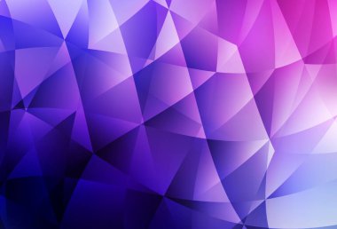 Açık Mor, pembe vektör çokgen arkaplan. Üçgenlerden oluşan parlayan çokgen çizimler. İş tasarımınız için yepyeni bir tarz.