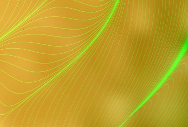 Eğri çizgileri olan koyu sarı vektör arkaplan. Soyut ve gradyan renkte renkli çizimler. Posterler ve afişler için iş tasarımı.