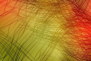 Açık Kırmızı, çizgileri olan sarı vektör şablonu. Alnında çizgiler olan soyut bir çizim. Broşürler, broşürler için doku.