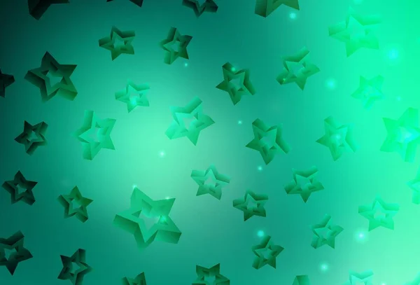 Padrão Vetor Verde Claro Com Estrelas Natal Glitter Ilustração Abstrata — Vetor de Stock