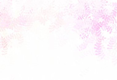 Açık pembe, yapraklı doğal sarı vektör deseni. Soyut şablondaki karalamalarla dekoratif illüstrasyon. Çocuk kitapları için renkli desen.