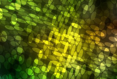 Koyu yeşil, noktalı sarı vektör arkaplan. Bulanık yağmur damlaları olan soyut bir çizim. Poster ve web siteleri için tasarım.