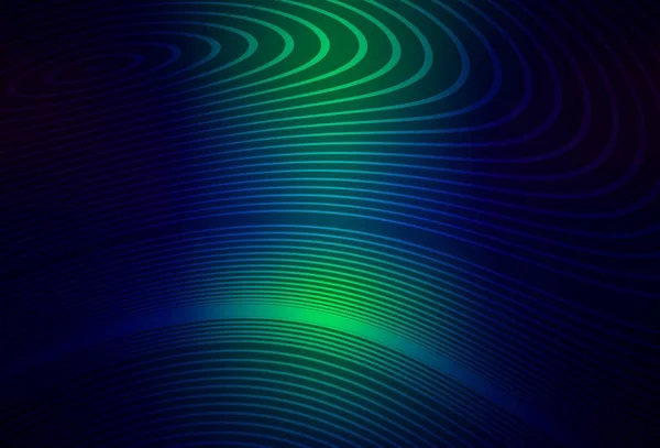 Azul Oscuro Fondo Vectorial Verde Con Líneas Curvas Ilustración Colorida — Vector de stock