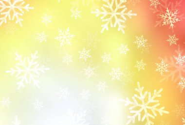 Açık Kırmızı, sarı vektör arkaplan tatil tarzında. Renkli Noel şeyleri ile soyut gradyan çizimi. Okul ve dil bilgisi siteleri için desen.
