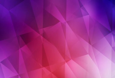 Açık Pembe, Kırmızı vektör üçgen mozaik arka plan. Üçgenli modern soyut çizim. Bir markanın arkaplanı için desen.
