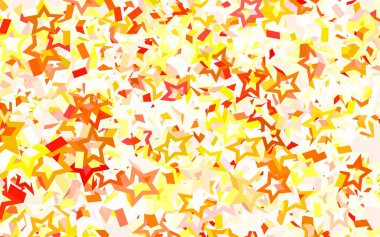 Yılbaşı yıldızlı açık sarı vektör deseni. Renkli yıldızlı soyut çizimler. Fütürist reklamlar ve kitapçıklar için şablon.