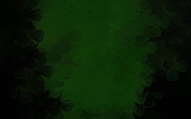 Koyu yeşil vektör soyut arka plan, ağaçlar, dallar. Beyaz arka planda çiçeklerin dekoratif tasarımı. İşiniz için en iyi tasarım..