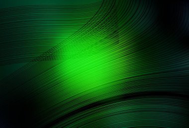 Eğri çizgileri olan koyu yeşil vektör arka plan. Çağdaş gradyan soyut çizgileri olan çizimler. Tasarımınız için basit şablon.