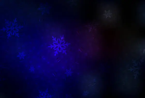ダークブルー Xmasスタイルのレッドベクトルの背景 雪と新年のクリスマスボールとカラフルなイラスト タイポグラフィのテンプレート — ストックベクタ