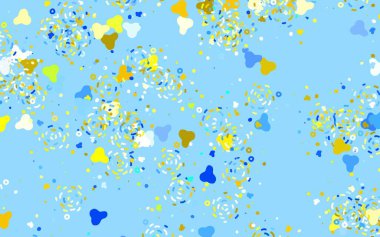 Açık mavi, kaotik şekilli sarı vektör şablonu. Soyut tarzda rengarenk gradyan şekilleri olan bir resim. Web siteniz için basit tasarım.