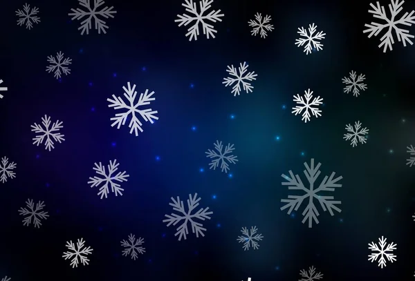 Темно Синий Зеленый Векторный Фон Хмельными Снежинками Звездами Красочный Декоративный — стоковый вектор