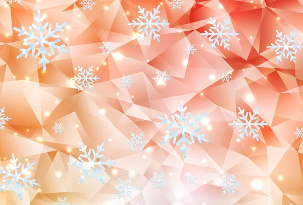 Luz Naranja Vector Fondo Con Copos Nieve Navidad Estrellas Diseño — Vector de stock