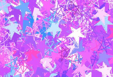 Açık pembe, güzel yıldızlı mavi vektör dokusu. Yıldızlı parlak renkli illüstrasyon. Astronomi web siteleri için desen.