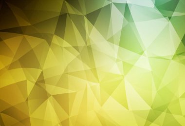 Koyu yeşil, sarı vektör eğimli üçgen dokusu. Origami stilinde gradyan ile yaratıcı geometrik illüstrasyon. Arkaplanlarınız için desenli desen.