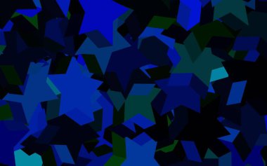 Koyu mavi, parlak yıldızlı yeşil vektör düzeni. Bulanık arkaplanda gradyanı olan yıldızlar. İş ilanınız için akıllı tasarım.