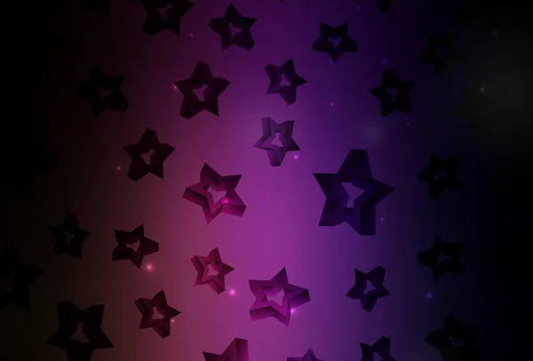 Dark Purple Pink Vector Pattern Christmas Stars Stars Blurred Abstract — Stock Vector